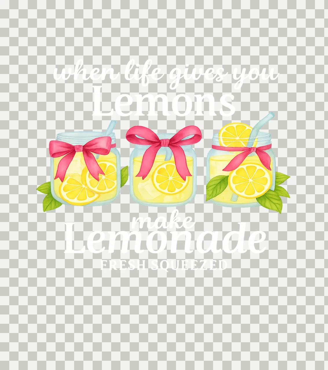 Mason Jars Displaying Lemonade With Lemon Slices bows straws transparency and detail preview thumbnail