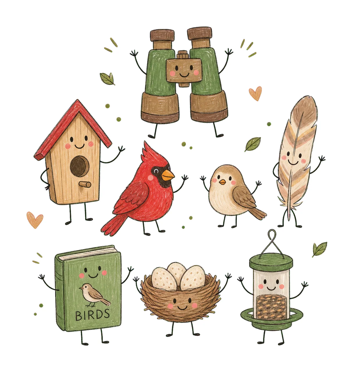 Bird Watching Doodle Crew Cute Birdwatcher Variation B
