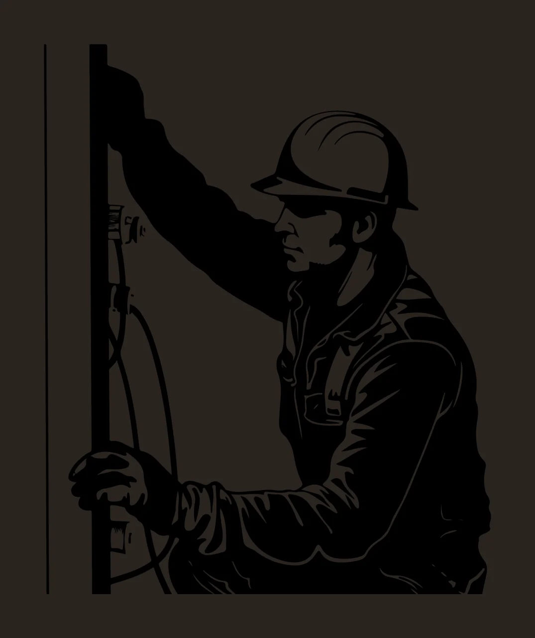 Person Wearing Helmet Working cables post black plain maintenance contrast preview thumbnail