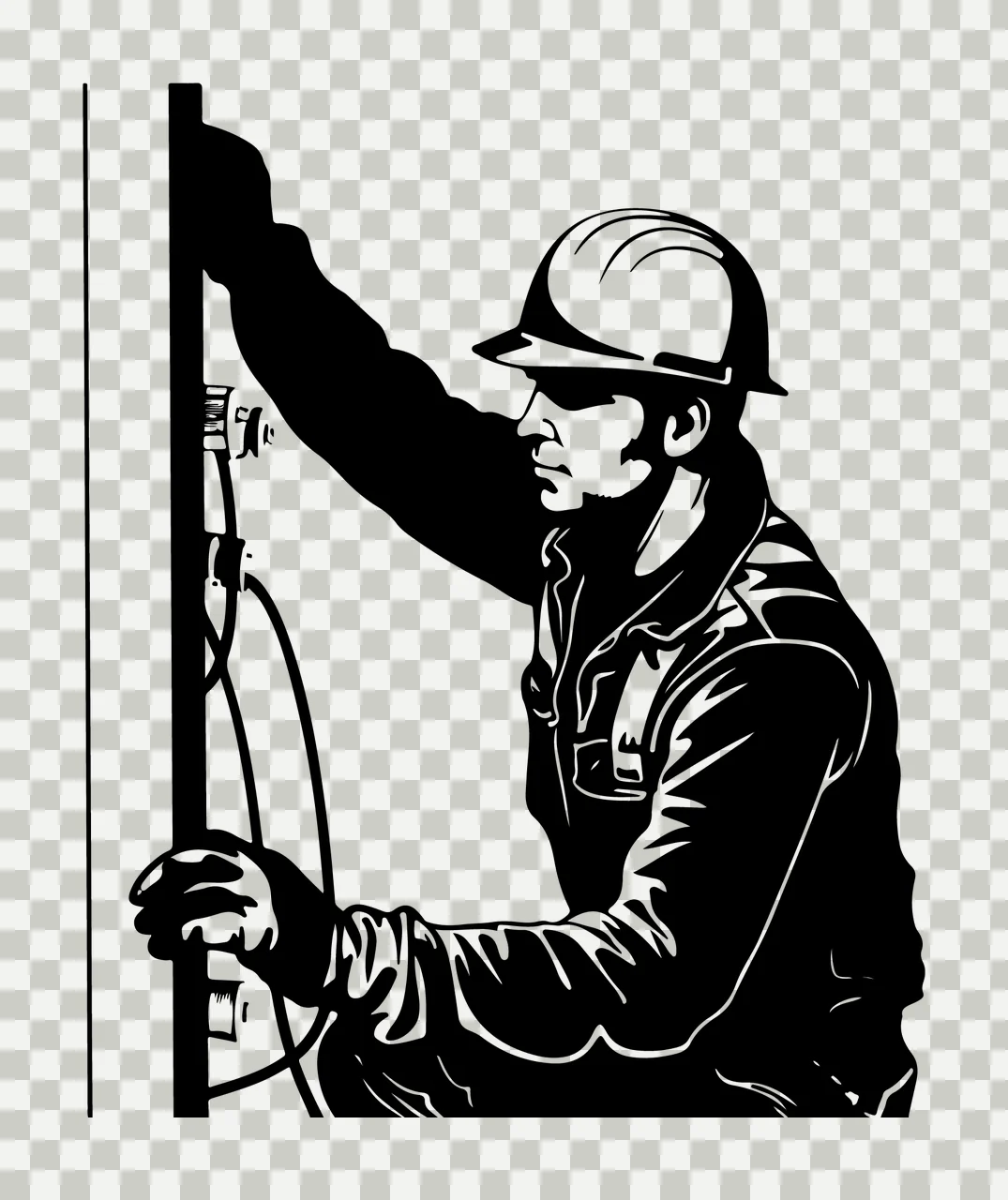Person Wearing Helmet Working cables post black plain maintenance transparency and detail preview thumbnail