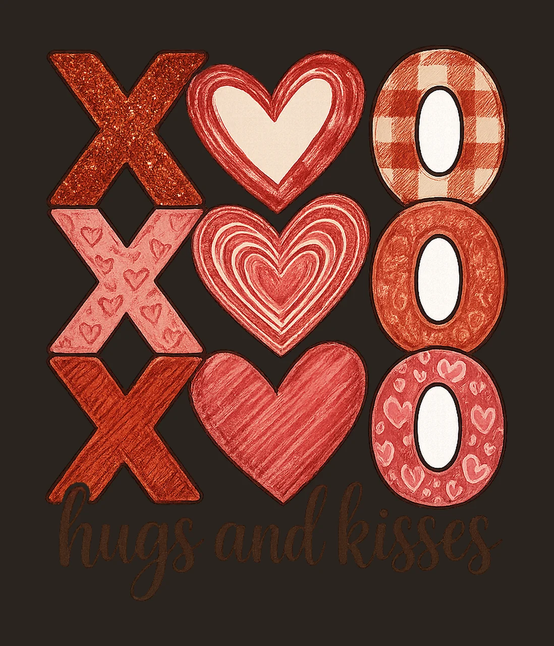 Glitter XOXO Hugs and Kisses Valentine Vibes Brushstroke contrast preview thumbnail
