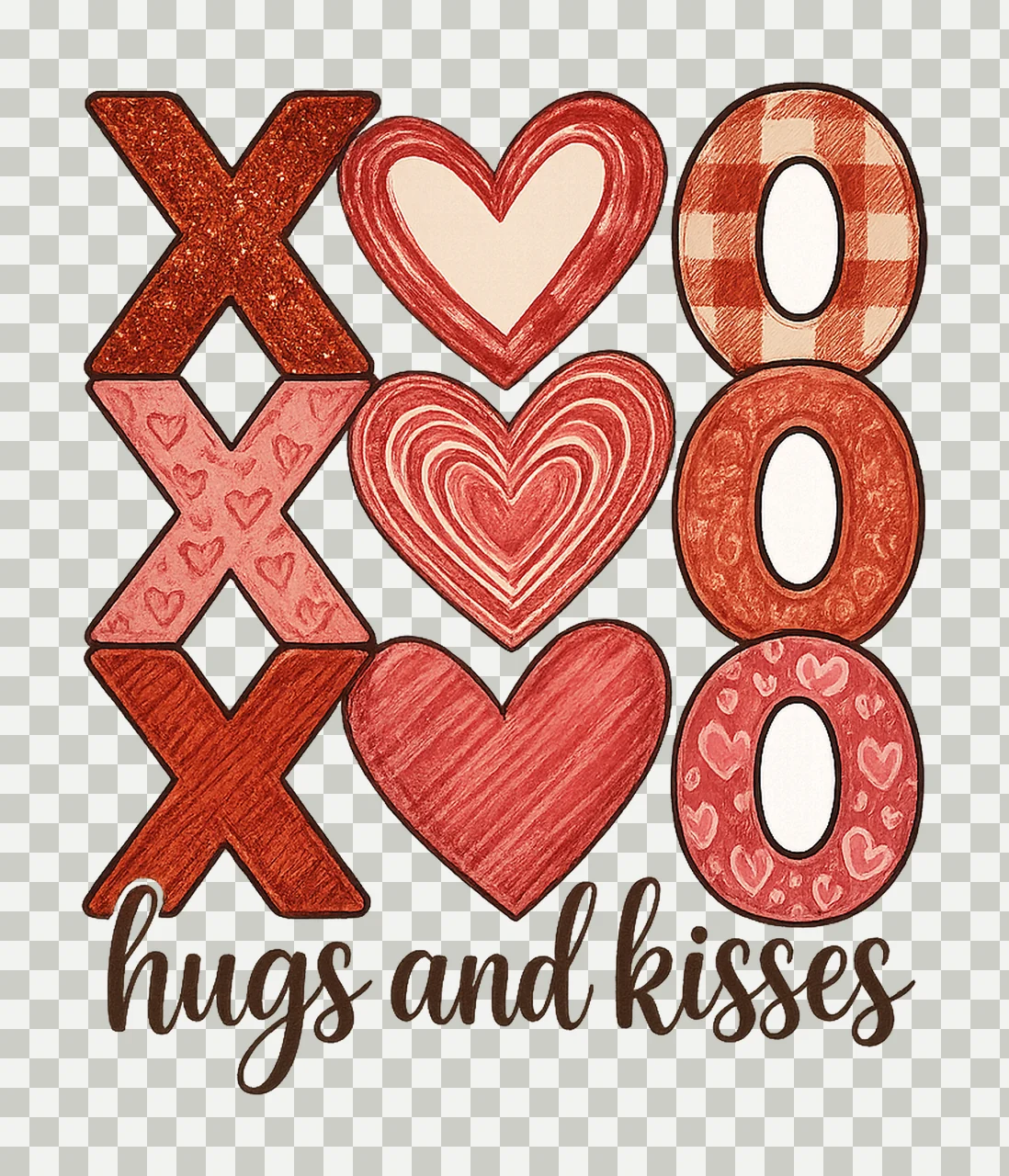 Glitter XOXO Hugs and Kisses Valentine Vibes Brushstroke transparency and detail preview thumbnail