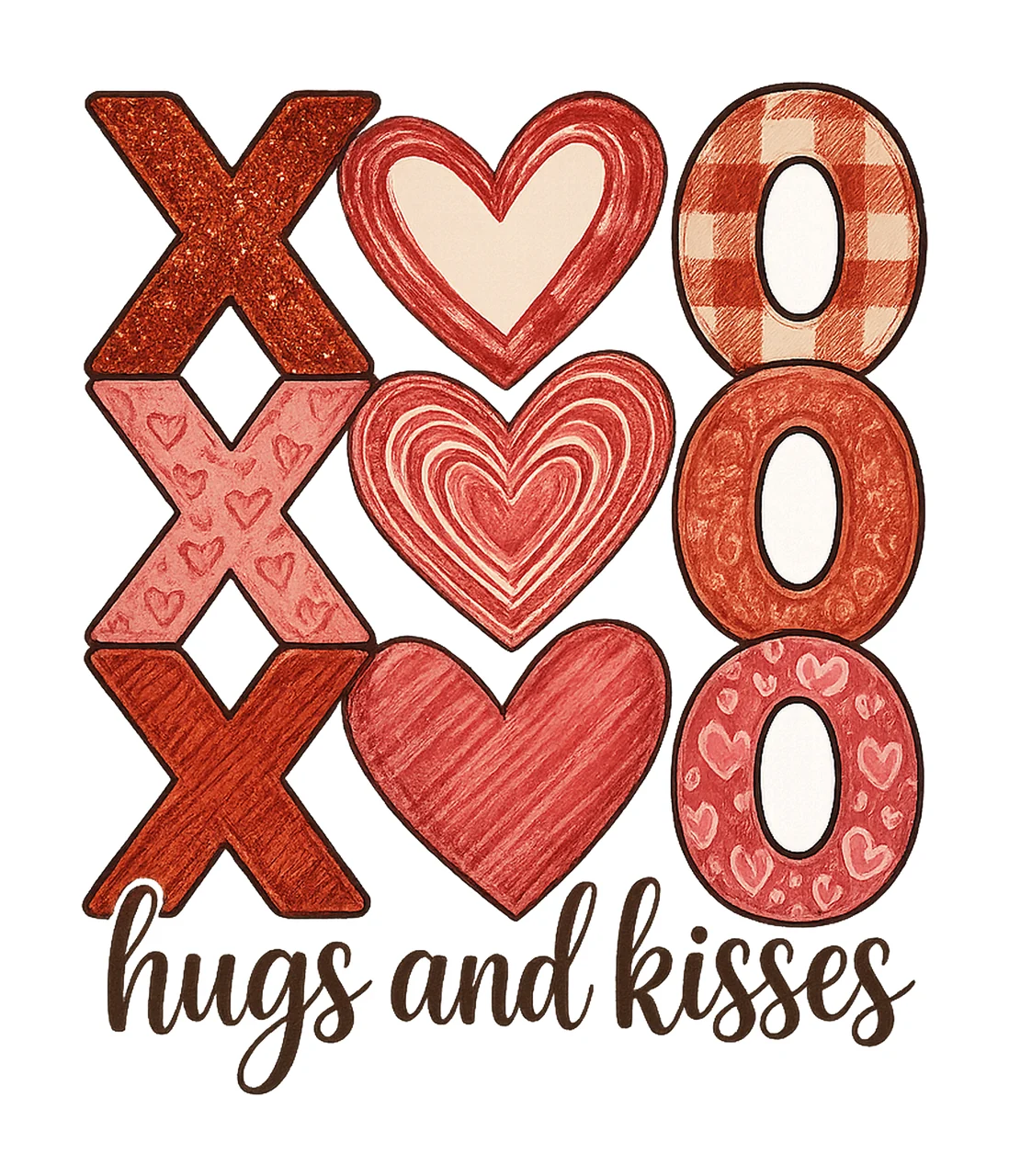 Glitter XOXO Hugs and Kisses Valentine Vibes Brushstroke