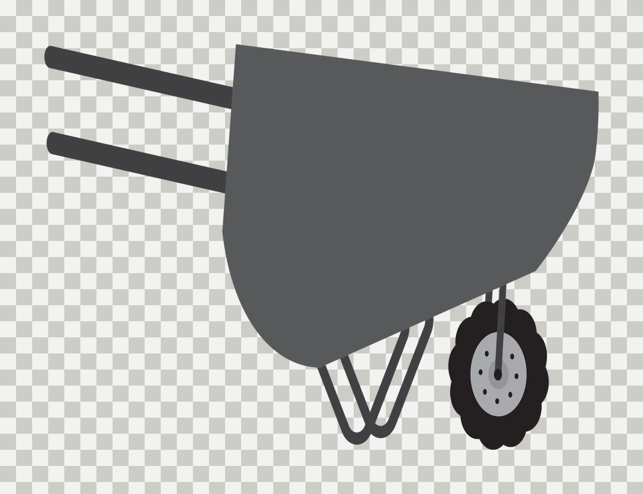 Wheelbarrow with wheel, handles in black Minimalist silhouette Style transparency and detail preview thumbnail