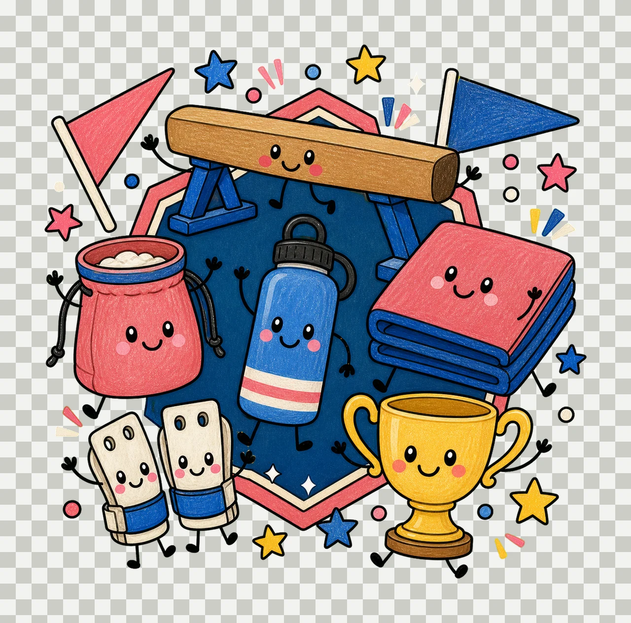 gymnastics 03 retro varsity sublimation instant shirt design transparency and detail preview thumbnail