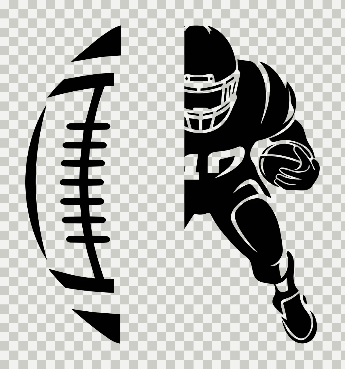 Football Ball And Player Silhouette person holding black white transparency and detail preview thumbnail