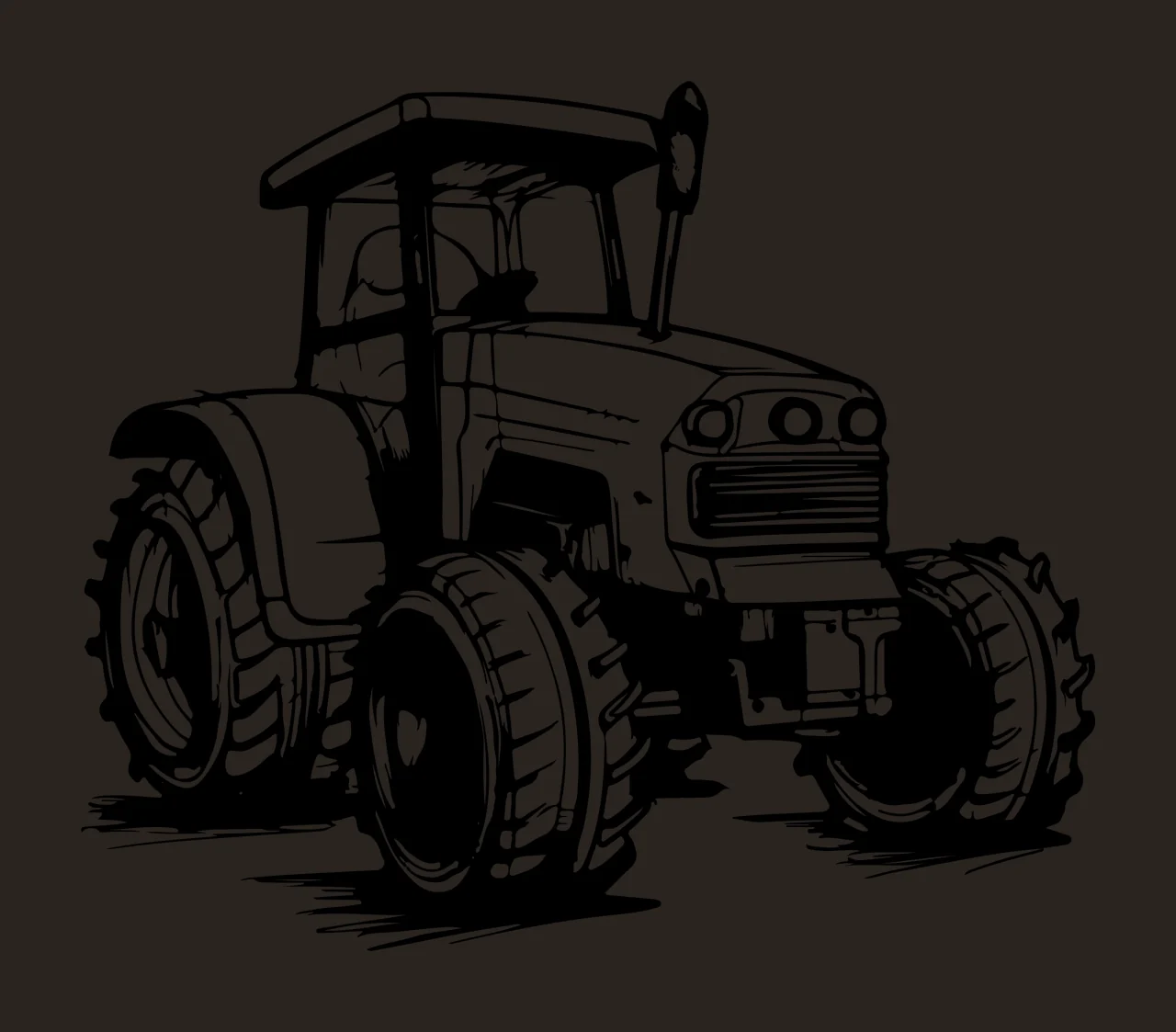 Tractor Facing Right Line Illustration stationary cab tires contrast preview thumbnail