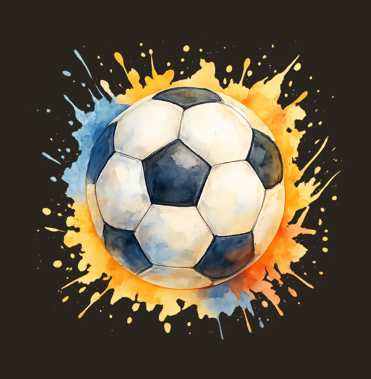 Sport Soccer Ball Splash With Watercolour blue yellow black contrast preview thumbnail