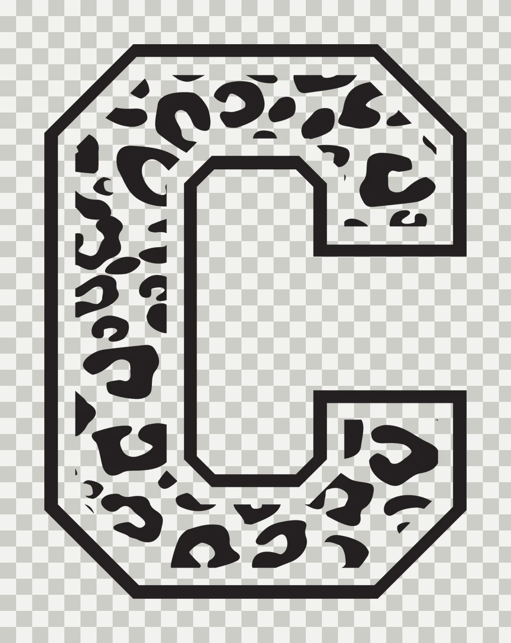 Can Glass Wrap C Animal Print Letter transparency and detail preview thumbnail