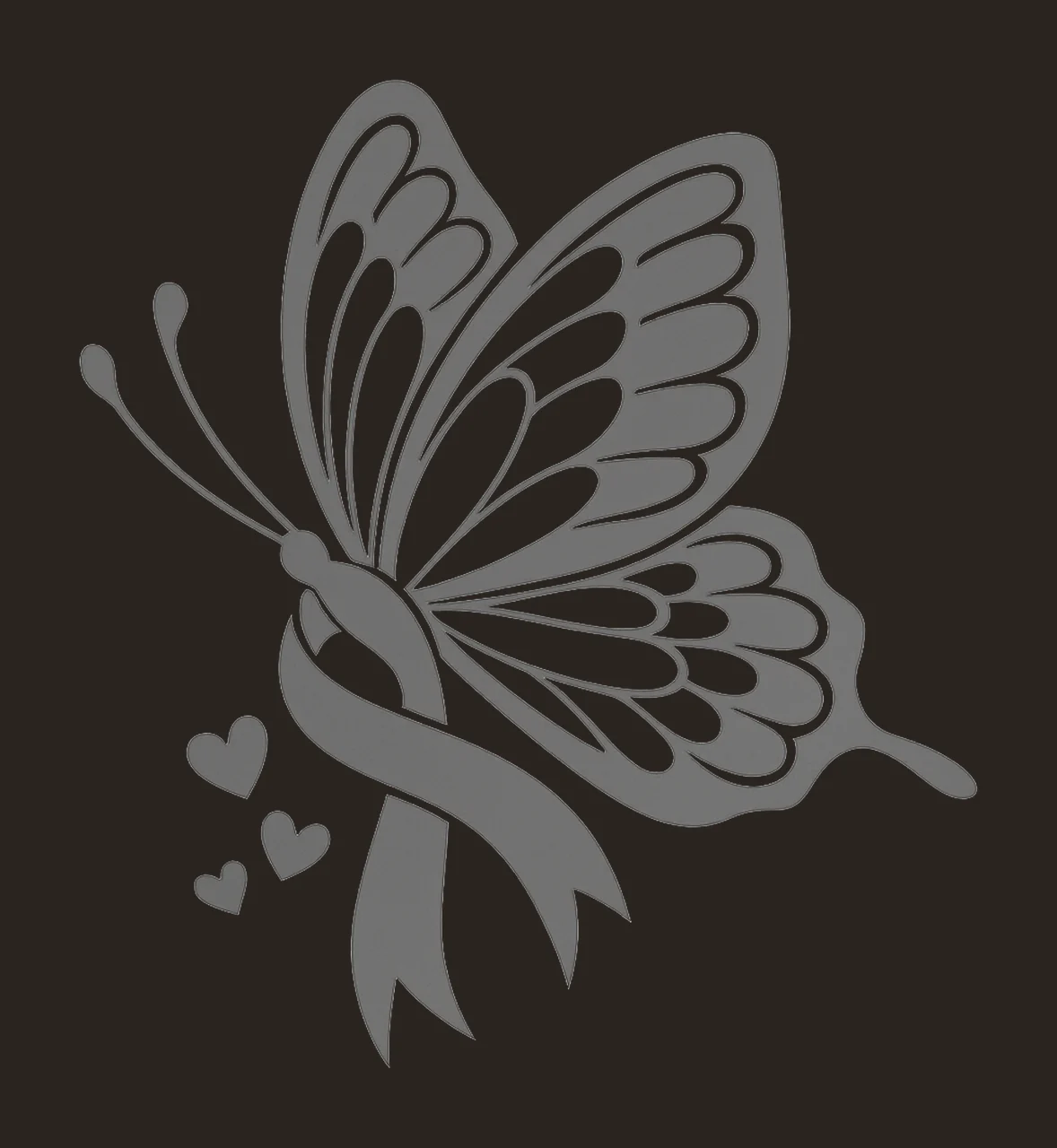 Butterfly Flying With Ribbon And Hearts In Gray minimalist contrast preview thumbnail