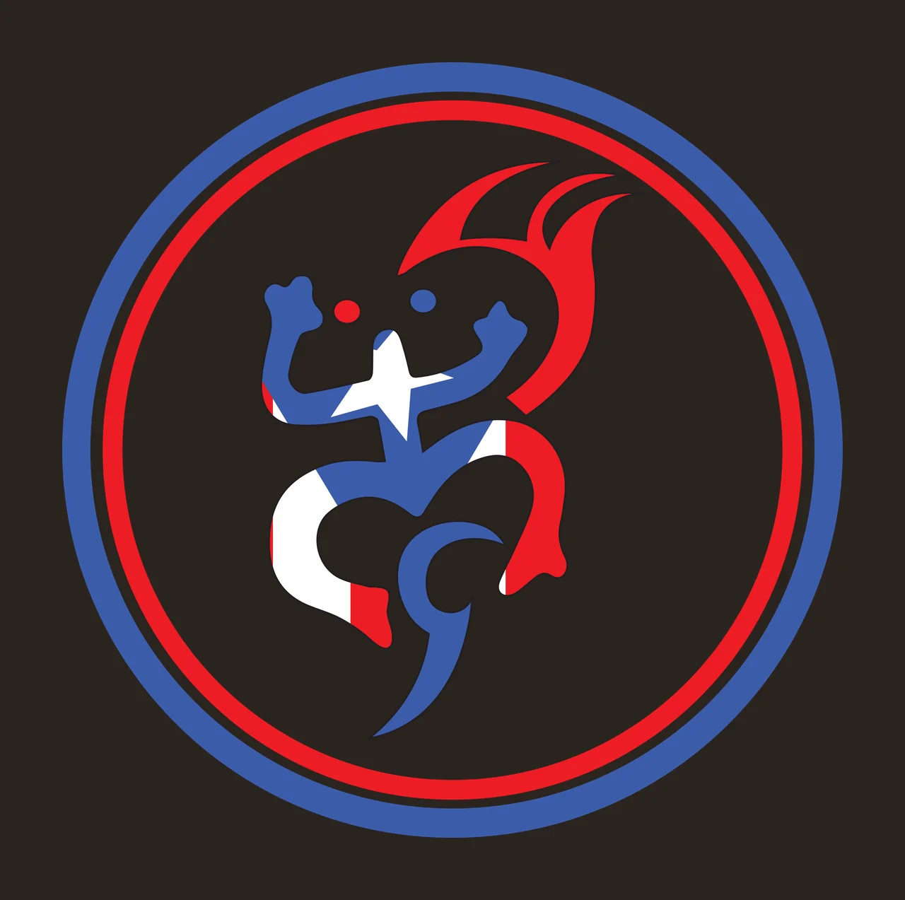Tribal Lizard Figure Inside Circular Border Standing circle contrast preview thumbnail