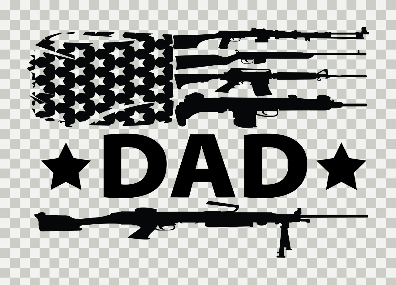 Dad Text With Firearms And Stars Decorate flag pattern graphic icon transparency and detail preview thumbnail