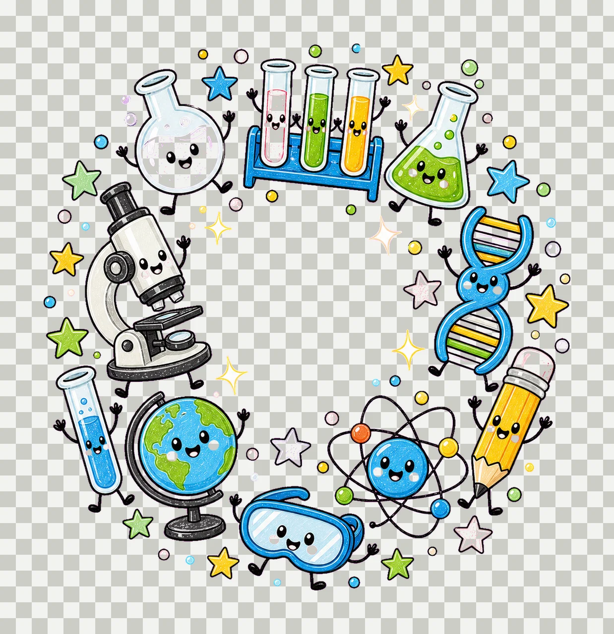 Science Teacher Doodle Characters STEM Teacher Design STEM transparency and detail preview thumbnail