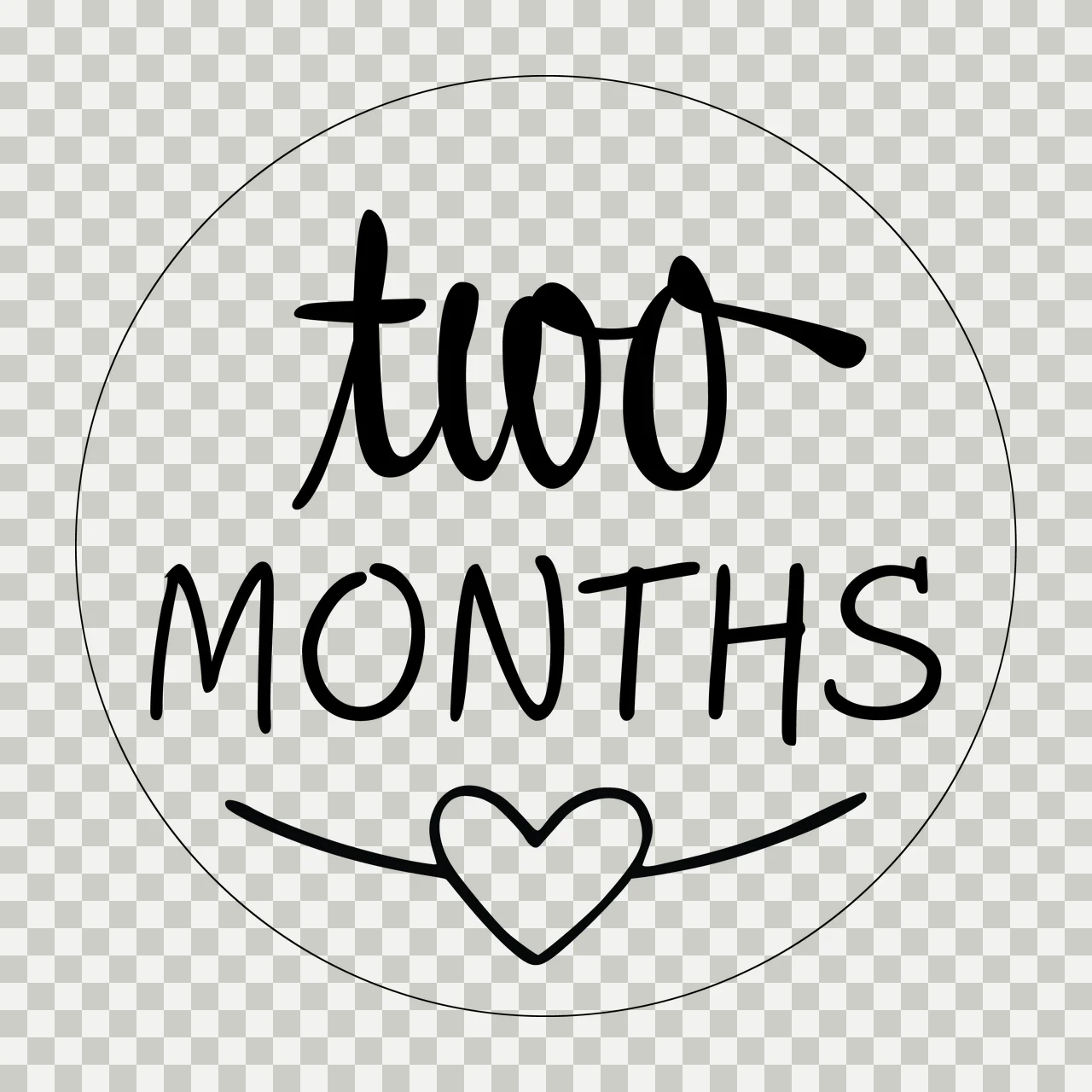 Milestone Two Months Circular Badge With Heart circle line art transparency and detail preview thumbnail
