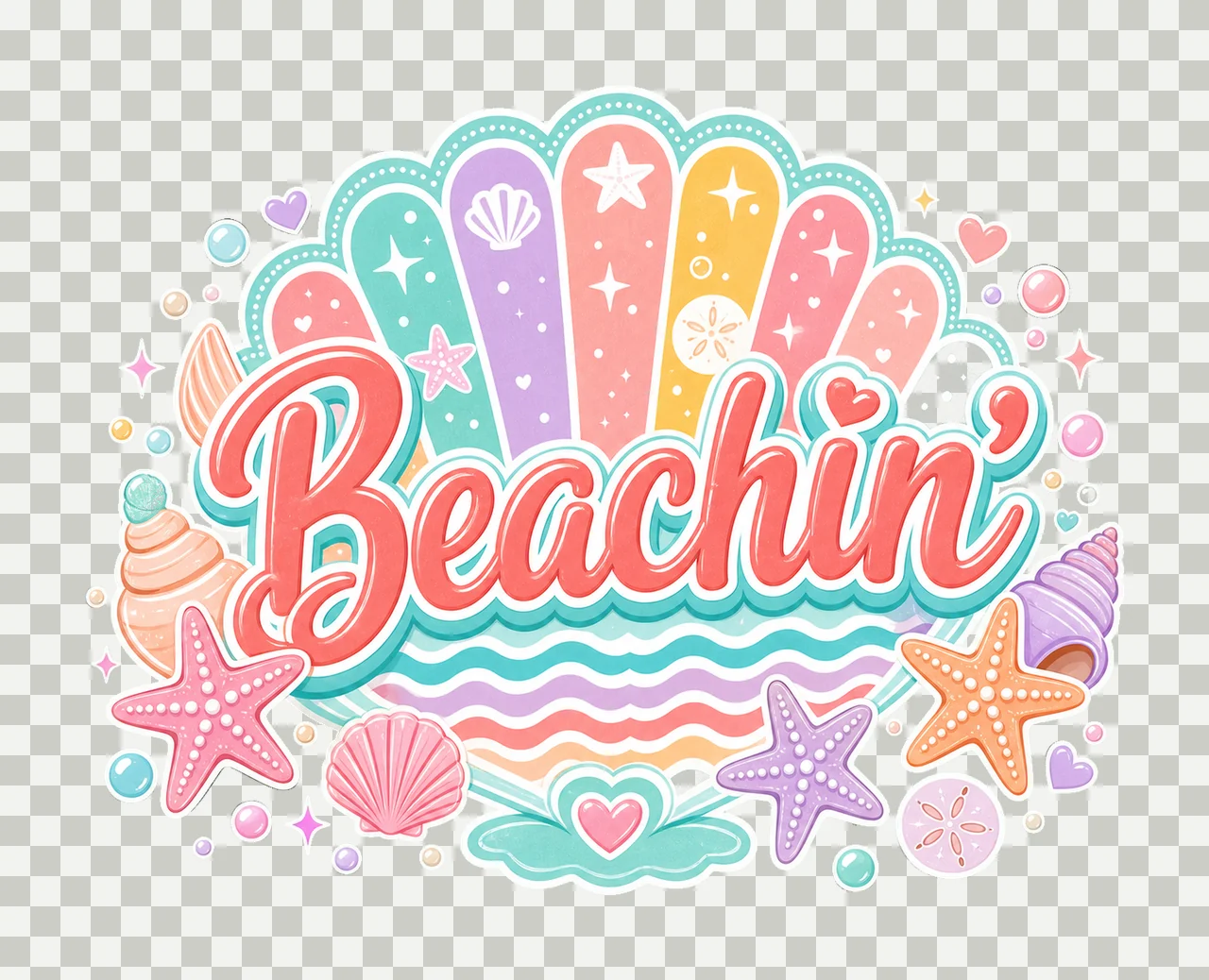 Everyday Summer Beachin Digital Design Girly Variation A transparency and detail preview thumbnail