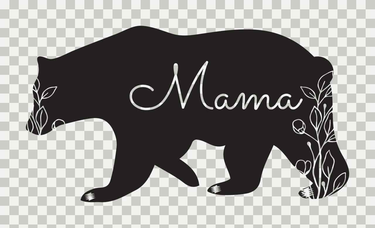 Keychain Mama Bear Circular Floral Outline walking patterns transparency and detail preview thumbnail