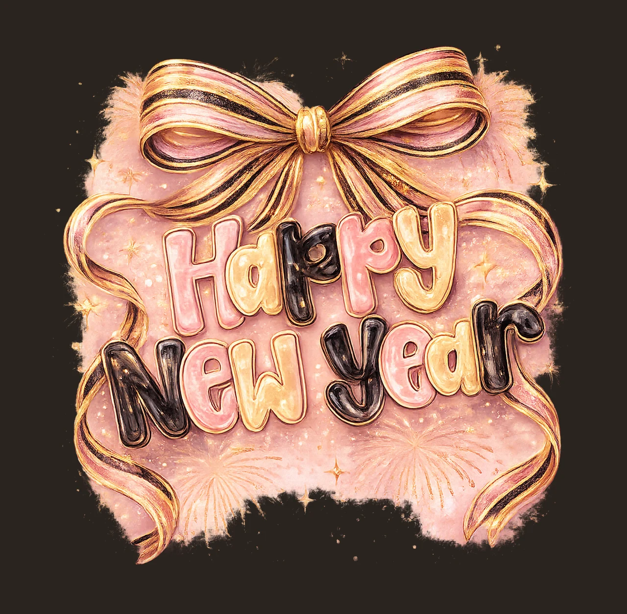 Coquette New Year 2026 Happy New Year Glitter Design Pink contrast preview thumbnail