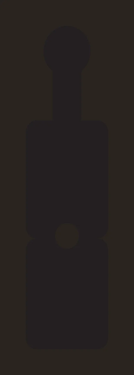 Handheld device silhouette Illustration with circular top, narrow neck, rounded rectangular body and circular cutout in black and white contrast preview thumbnail
