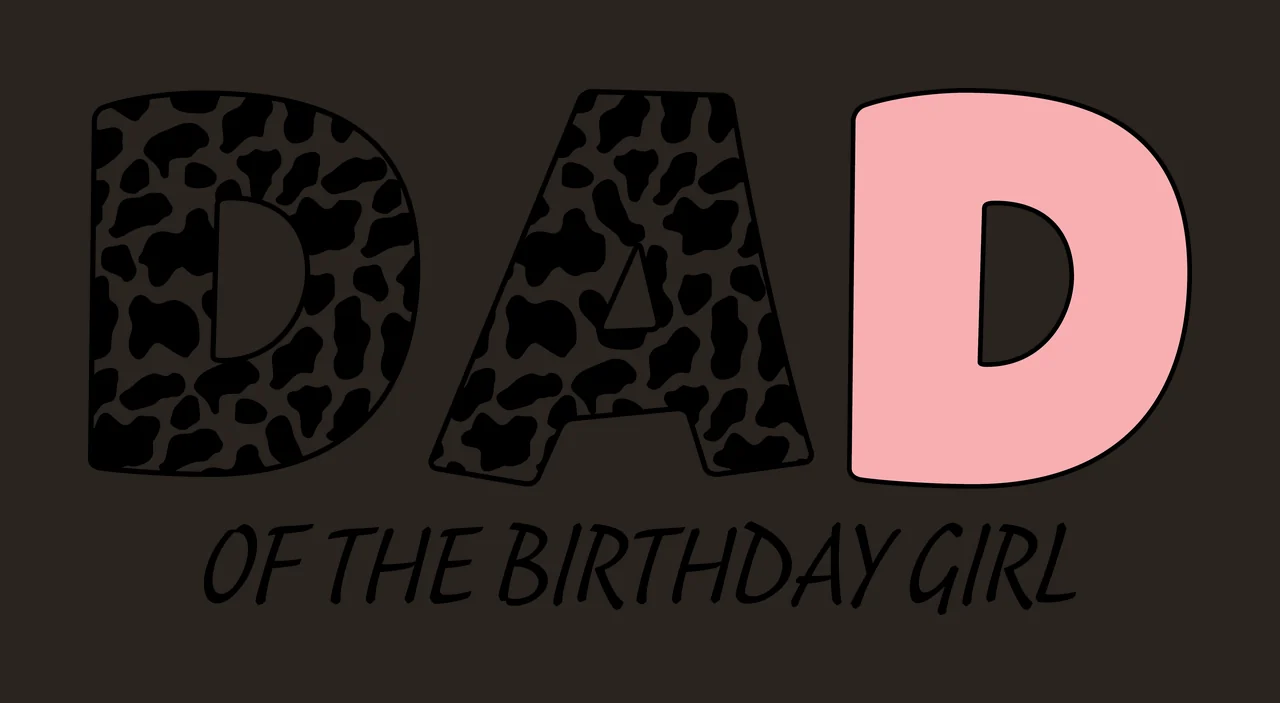Dad Of The Birthday Girl Text Displaying letters pattern black contrast preview thumbnail