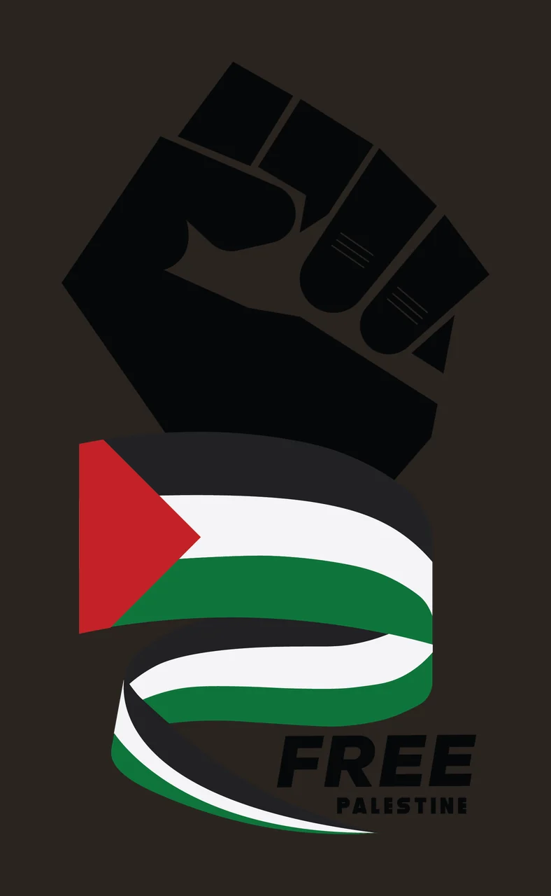 Free Palestine Fist Graphic Element raised ribbon black white contrast preview thumbnail