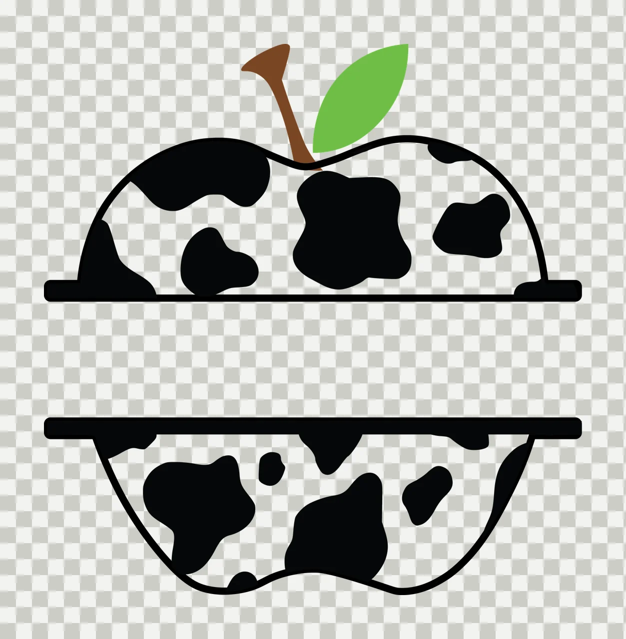 Apple Slice Silhouette With Spotted Pattern cut leaf spots transparency and detail preview thumbnail