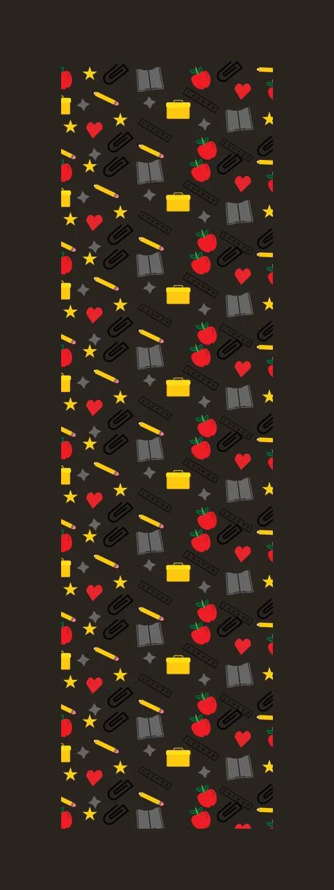 School Supplies Icon Vertical Pattern paperclip book pencil contrast preview thumbnail