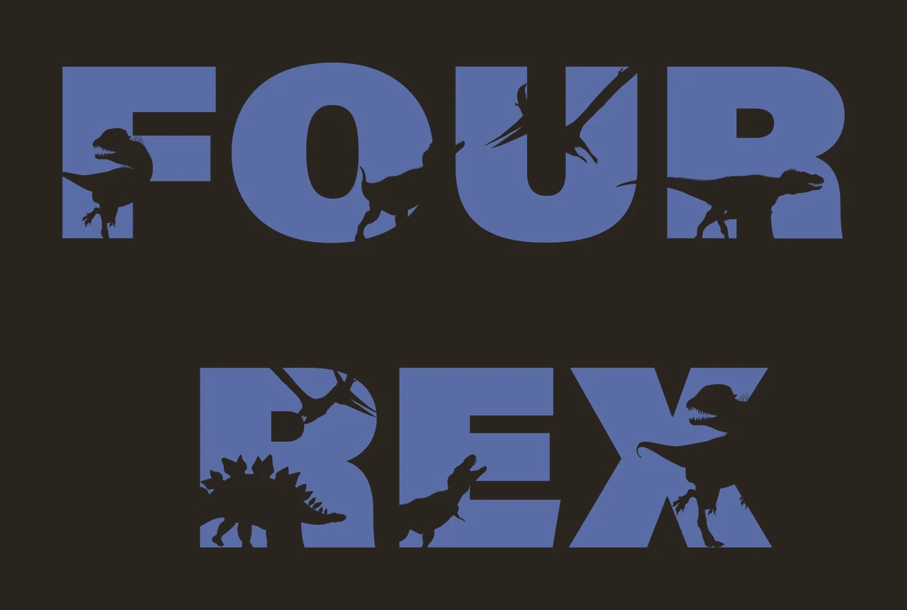 Dinosaur Four Rex Text With Silhouettes displaying typography contrast preview thumbnail