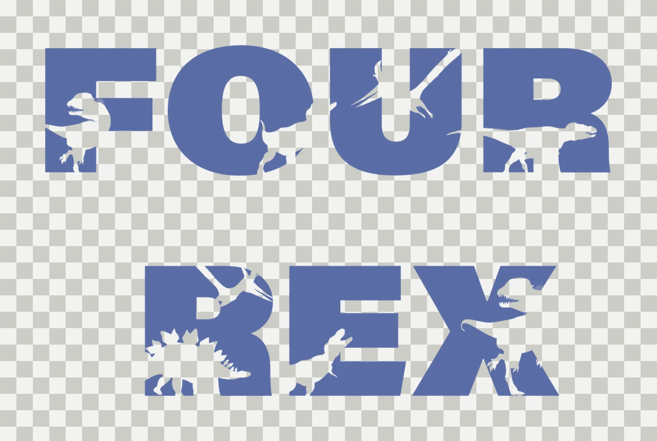 Dinosaur Four Rex Text With Silhouettes displaying typography transparency and detail preview thumbnail