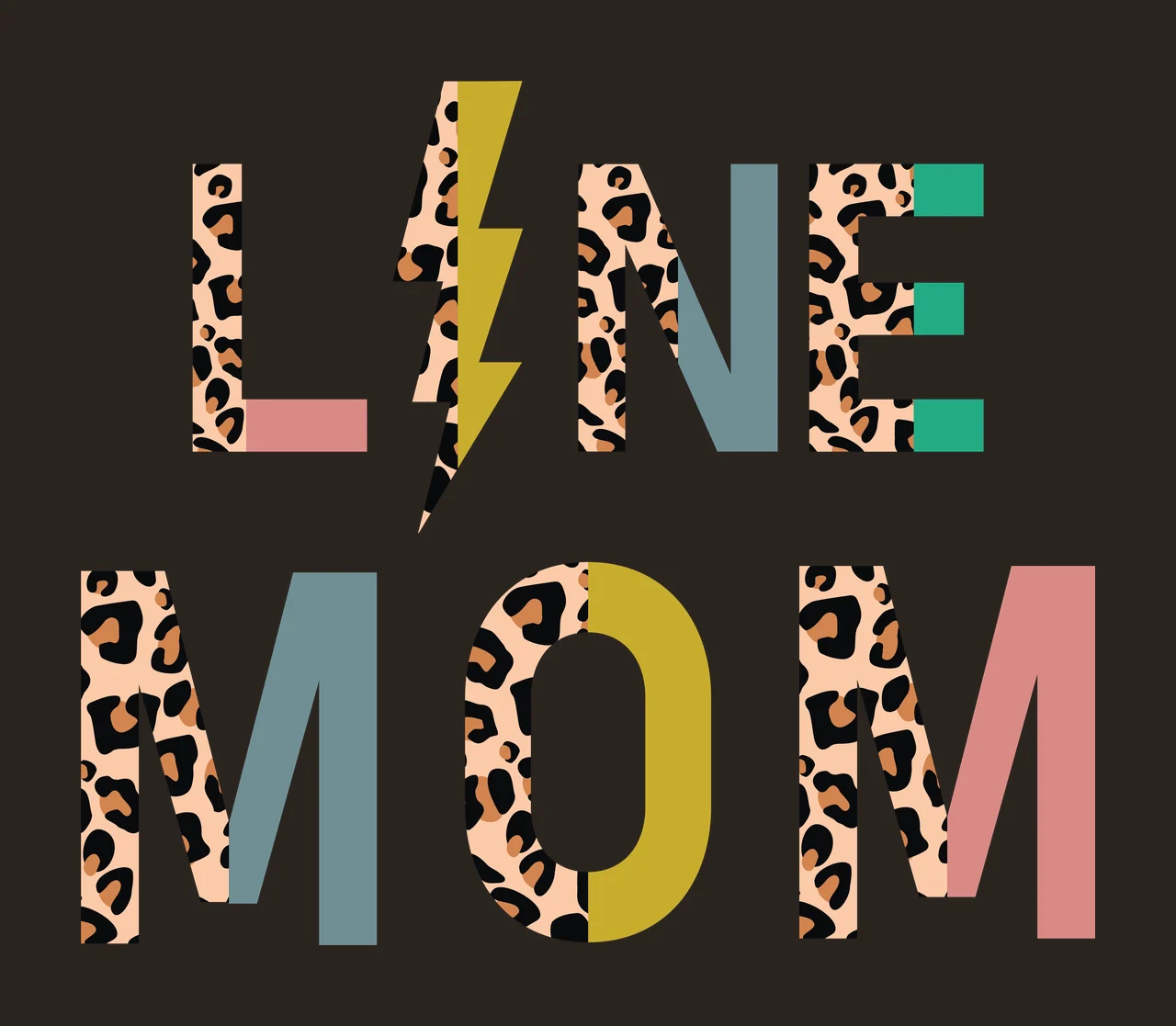 Line Mom Leopard Lightning Bolt L I N silhouette black white contrast preview thumbnail
