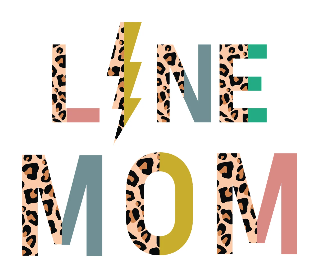 Line Mom Leopard Lightning Bolt L I N silhouette black white