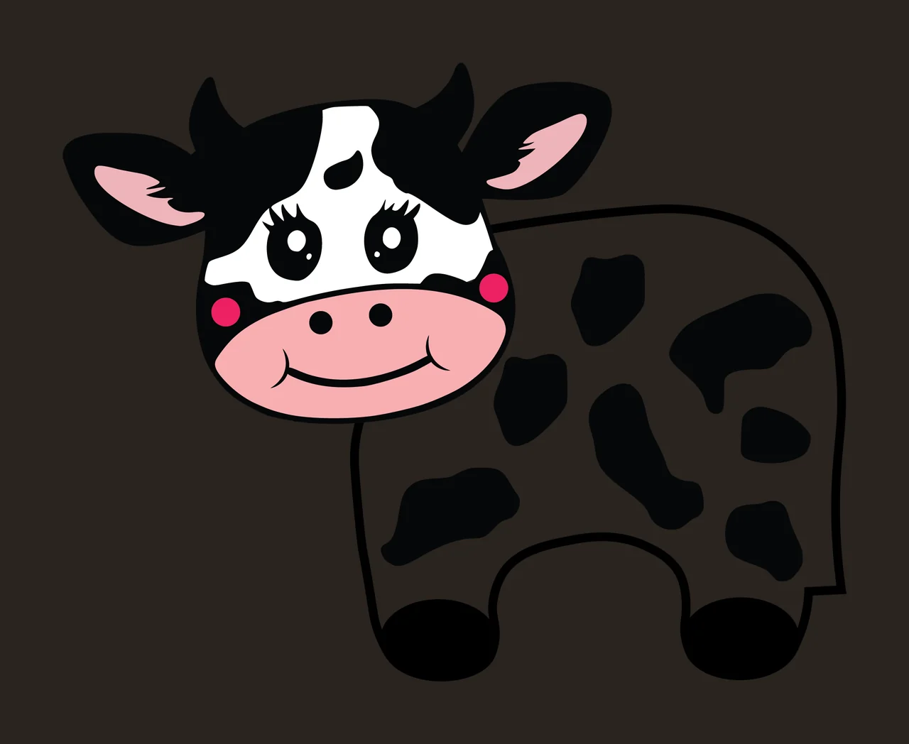 Cow Outline With Black Spot Pattern standing spots horns silhouette contrast preview thumbnail