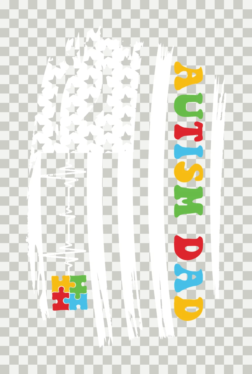Autism Flag With Heartbeat Line patterned display stripes stars transparency and detail preview thumbnail