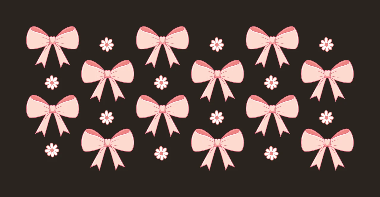 Can Glass Wrap Bows And Flowers Repeating Pattern Ribbon Surface contrast preview thumbnail