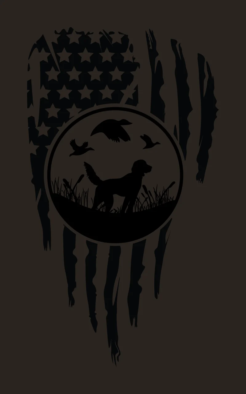 Duck Hunting American Flag Dog Graphic standing flying ducks contrast preview thumbnail
