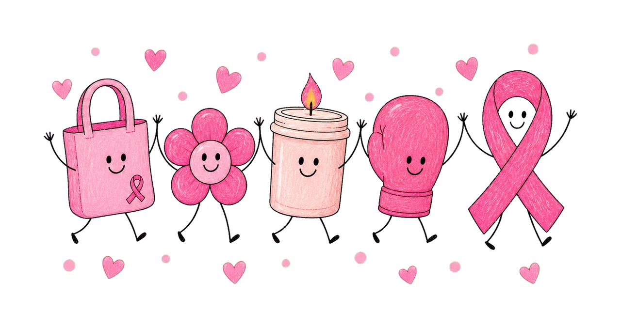 Trendy Breast Cancer Awareness Doodle Cute Variation D