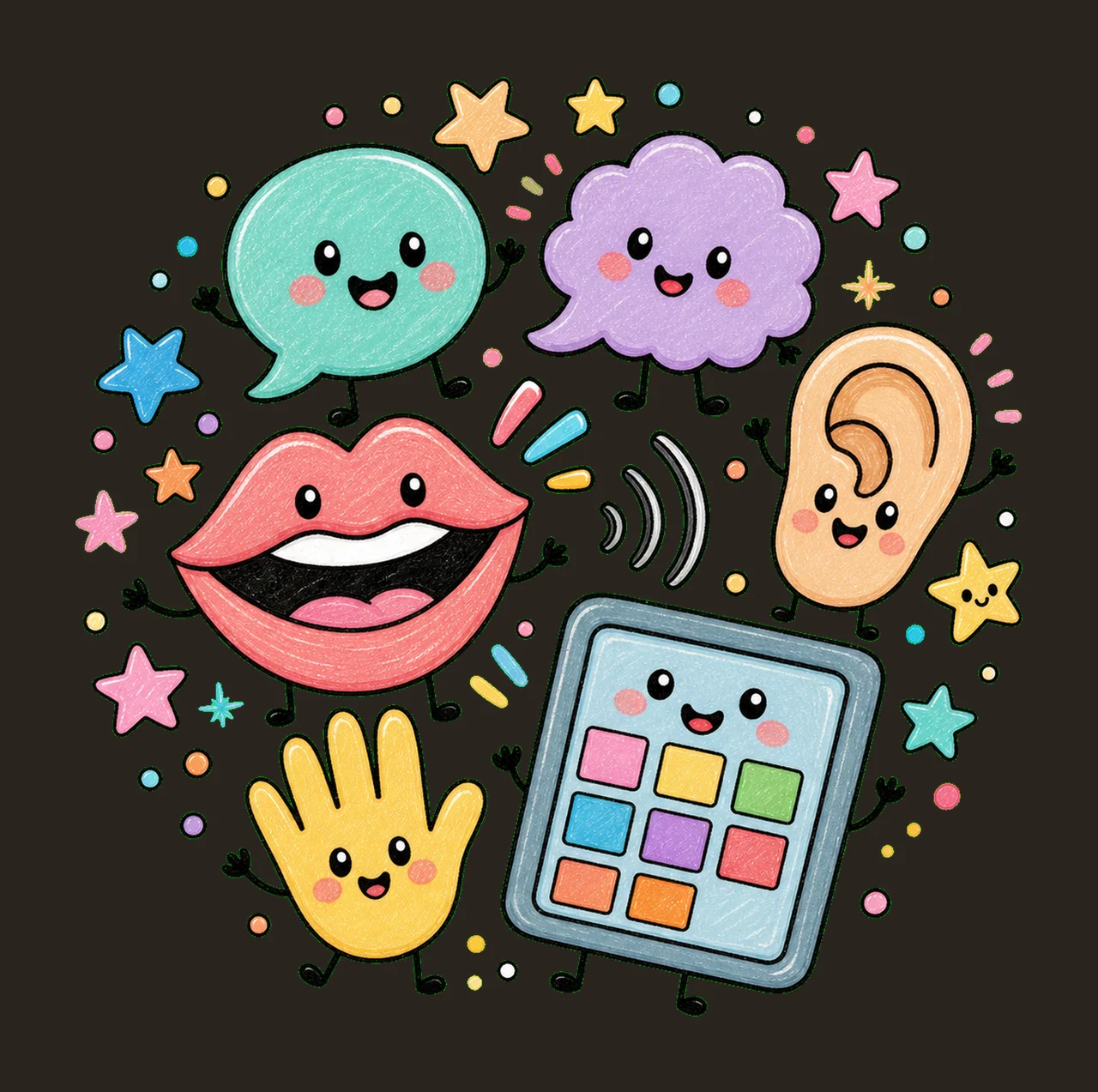 Speech Therapy Cute SLP Doodles Sublimation Talk Bubble Line contrast preview thumbnail