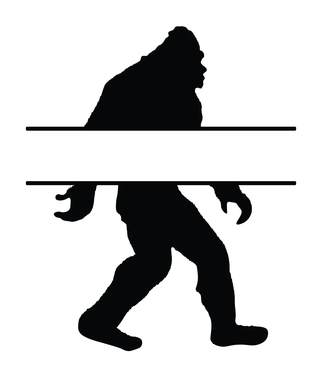Bigfoot Walking With Mythical And Frame In Black