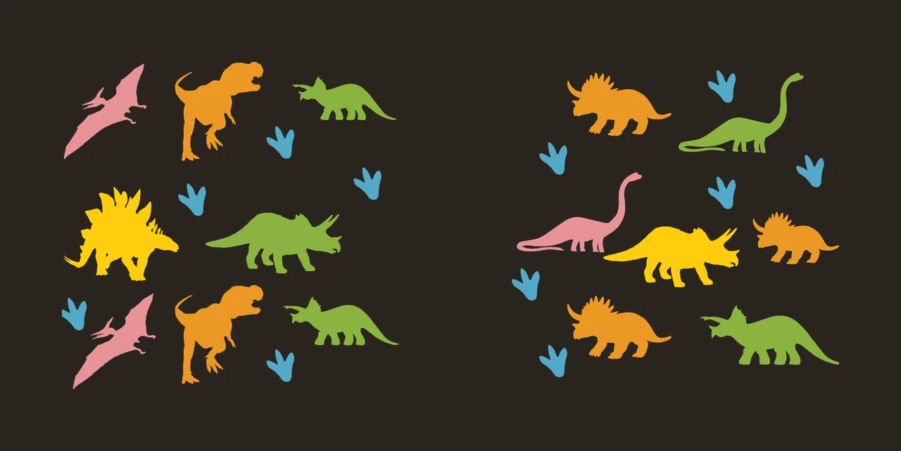 Collection Various Dinosaur Silhouettes And Footprint Icons dinosaurs contrast preview thumbnail