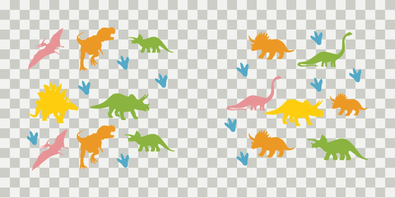 Collection Various Dinosaur Silhouettes And Footprint Icons dinosaurs transparency and detail preview thumbnail