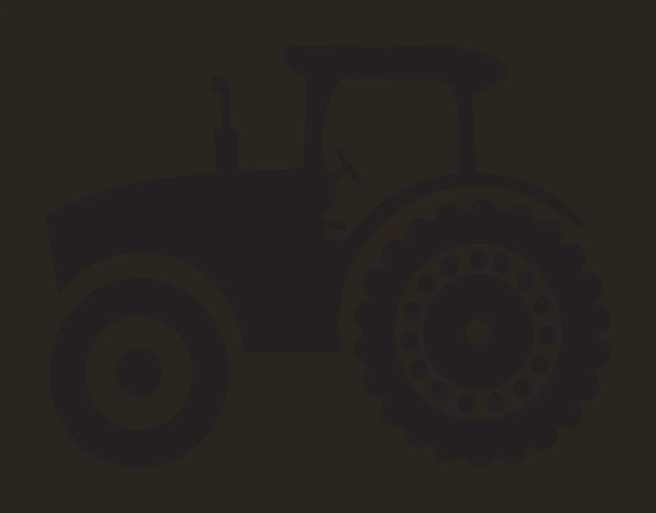 Silhouette Design of Tractor with tractor body, large rear wheel, small front wheel and exhaust pipe in black and white contrast preview thumbnail