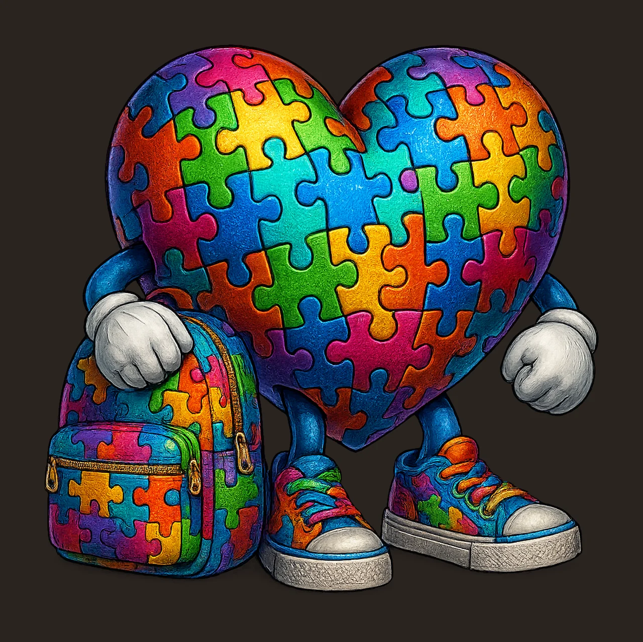Autism Awareness Heart Western Sublimation Design Puzzle contrast preview thumbnail