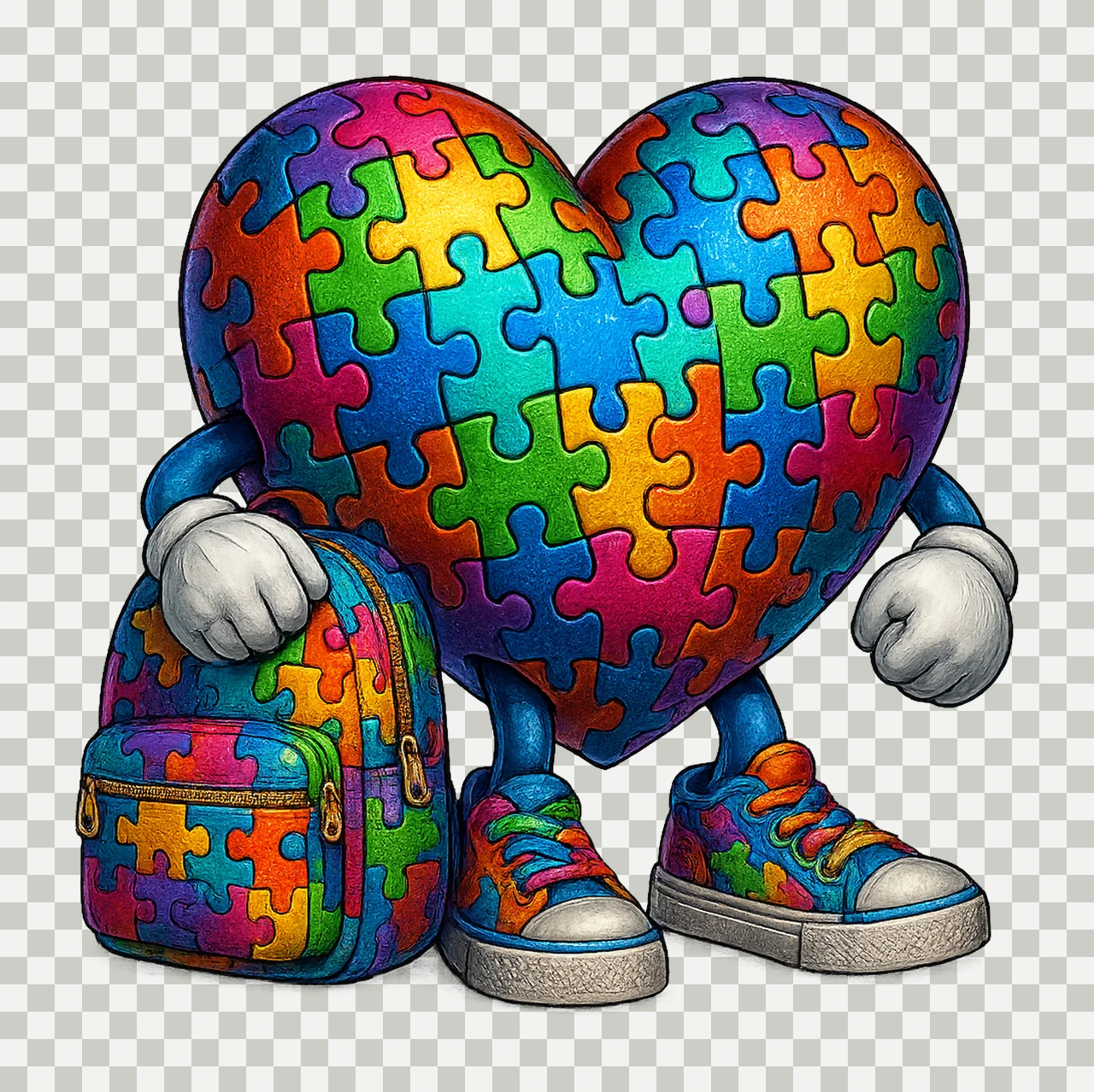 Autism Awareness Heart Western Sublimation Design Puzzle transparency and detail preview thumbnail