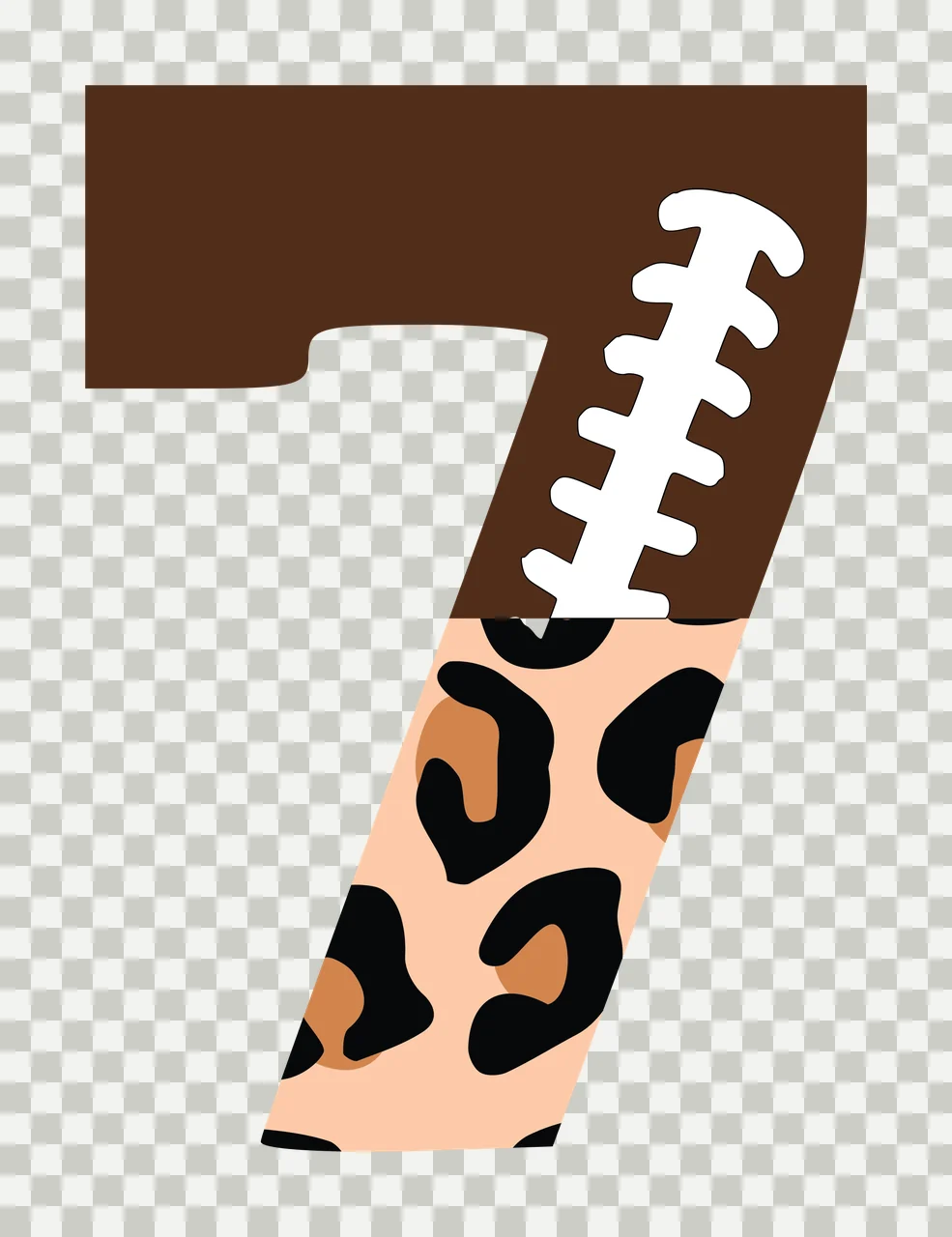 Football Font Half Leopard Character 24 american gridiron touchdown transparency and detail preview thumbnail