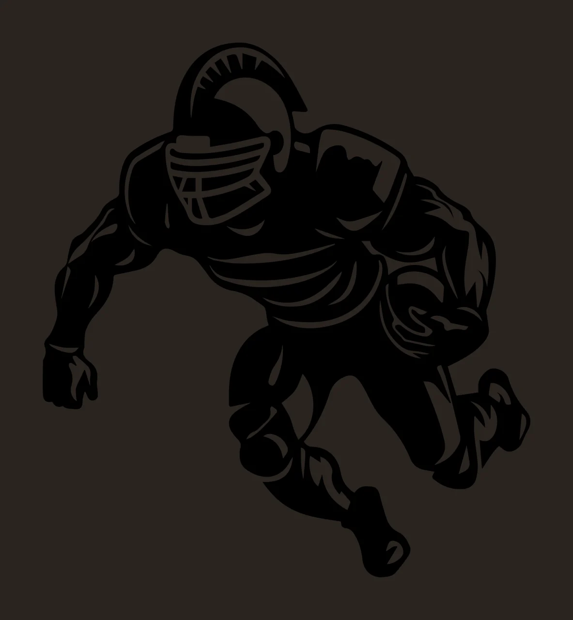 Football Player In Gladiator Helmet running silhouette black contrast preview thumbnail
