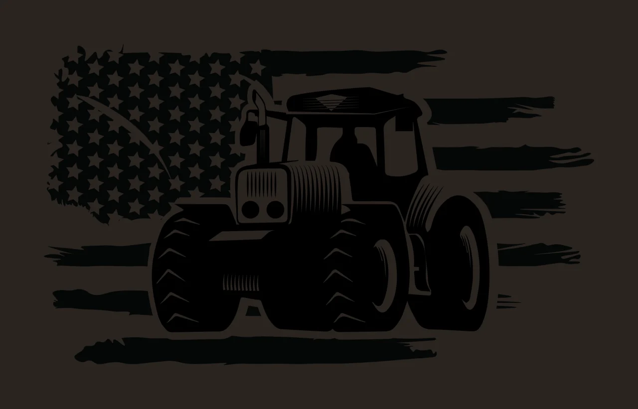Tractor Flag On American Silhouette stationary distressed stencil contrast preview thumbnail