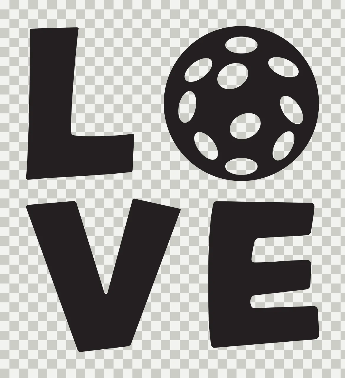 Love With Pickleball Ball Symbol lettering spelling letters transparency and detail preview thumbnail