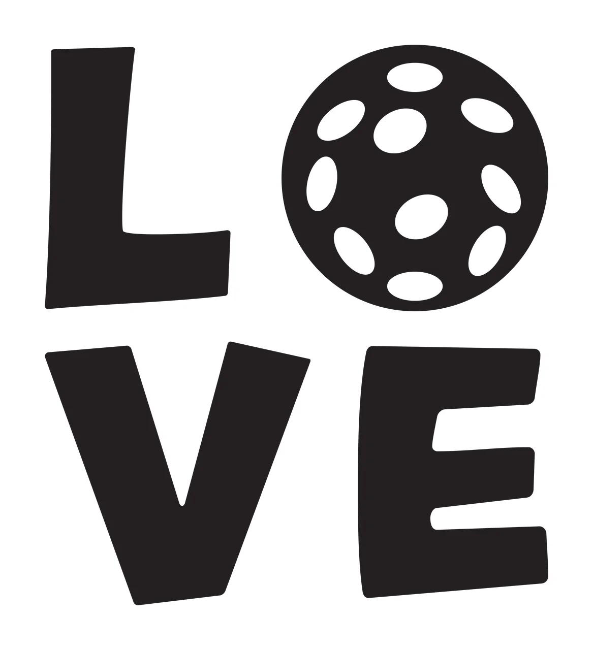 Love With Pickleball Ball Symbol lettering spelling letters