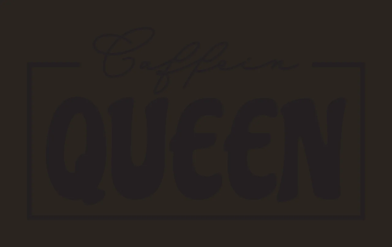 Caffeine QUEEN Typography Design with rectangle frame, script text, bubbly font and Modern playful in black and white contrast preview thumbnail