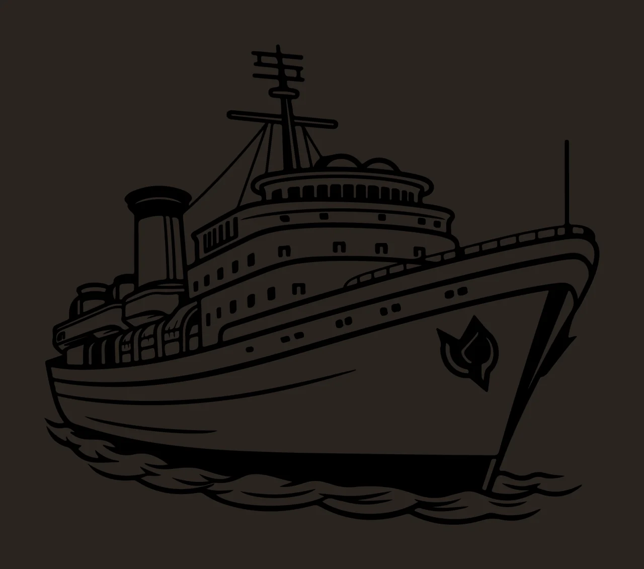 Ship Steamship Silhouette Sailing On Waves smokestack black contrast preview thumbnail