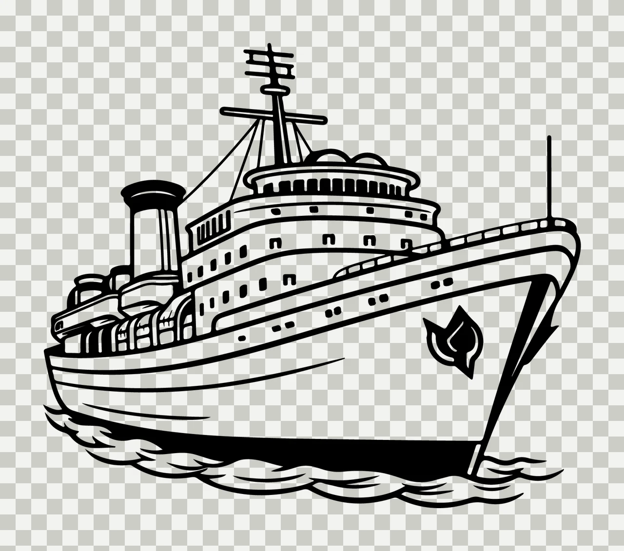 Ship Steamship Silhouette Sailing On Waves smokestack black transparency and detail preview thumbnail